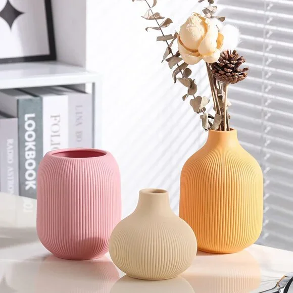Ceramic Vase for Decor,Small Boho Vases Set for Home,Modern Minimalist Farmhouse